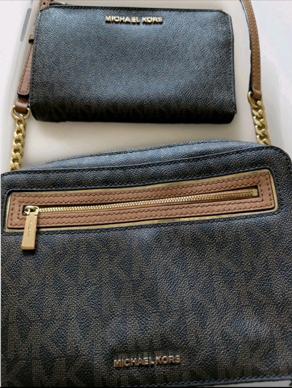 Michael Kors Brown/Black Crossbody Bag with Wallet